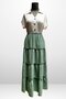 Women's Elastic Waist Layered Muslin Long Skirt