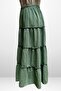 Women's Elastic Waist Layered Muslin Long Skirt - 3