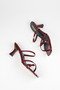 Women's Burgundy Patent Leather Heeled Sandals Slippers - 4