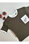 Hedgehog Embroidered Pocket Oversize T-Shirt - Khaki 100% Cotton - 4