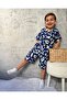 Muslin Cotton Summer Children's Suit Short Sleeve Shorts with Leaf Pattern