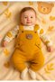 Nafi̇tto Bear Embroidered Baby Boy Salopet Set of 3 – Bodysuit, Salopet and Socks