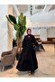 Button Detailed Hijab Dress Black