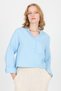 Baby Blue 100% Cotton Linen Look Judge Collar Crop Shirt 4702A