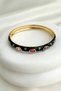 Gold Color Enamel Oval Colored Stone Design Handcuff Bracelet (Diameter: 6cm)