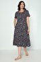 Women's Cotton Modal Fabric Button Detail Patterned Stylish Dress 7837 - 4