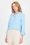 Baby Blue 100% Cotton Linen Look Judge Collar Crop Shirt 4702A - 2