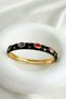 Gold Color Enamel Oval Colored Stone Design Handcuff Bracelet (Diameter: 6cm) - 3