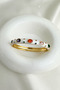 Gold Color Enamel Oval Colored Stone Design Handcuff Bracelet (Diameter: 6cm) - 3