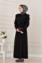 Vest with Stone Detail Tencel Dress-Black - 2