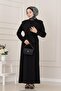 Vest with Stone Detail Tencel Dress-Black