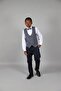 03 - 14 Years Old Boy's Navy Blue Linen Vest Suit