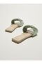Green Leather Look Single Strap Women's Slippers - 5