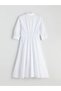 Lcwaikiki Classic White Poplin Waist Seated Shirt Dress - 4
