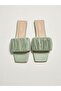 Green Leather Look Single Strap Women's Slippers - 4