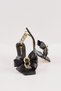 Black Satin Women's Heeled Slippers – Transparent Buckle, Chain Heel, Stylish, Evening Dress Shoes, Firli - 6