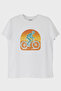 Biker Figured Cyclist Printed Nature White T-Shirt