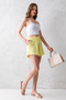 Women's Yellow Stretchy Lycra Elastic Waist Lace up Soft Textured Double Pocket Comfortable Modal Fabric Shorts - 2