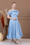 Chiffon Flounce Detailed Midi Dress - Baby Blue - 5