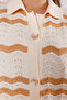 Women's Camel-Ecru Wave Patterned Knitwear Shorts Set - 7