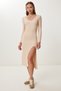 Women's Vanilla Slit Ribbed Knitwear Dress Ub00453