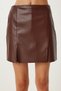 Women's Brown Slit Mini Faux Leather Shorts Skirt Gp00029 - 4