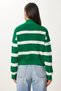Women's Green Stand-Up Collar Striped Knitwear Sweater ZA00073 - 6