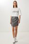 Women's Gray Asymmetrical Mini Faux Leather Skirt Gp00030 - 2