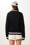 Women's Black V-Neck Stripe Detailed Knitwear Cardigan Pf00085 - 5