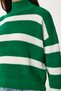 Women's Green Stand-Up Collar Striped Knitwear Sweater ZA00073 - 5