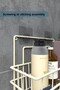 Adhesive 2 Tiers Shower Shelf Bathroom Organizer Basket with Hooks Stainless Shampoo Holder Hanging Without Punching Beige - 5