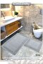 Cotton Woven & Tufting Water Absorbent Bath Mat Set, Bathroom Rug Dominomoss 2 Li Set 60X100 - 60X50 - 3