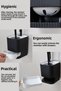 2 Piece Bathroom Set - Adhesive Toilet Paper Holder with Container, Bathroom Cleaning Toilet Brush, Black - 4