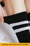 Original Unisex 3 Pairs Premium Cotton 4-Season Comfortable Daily Comfort Model Two-Stripe Solid Color Sweat-Absorbent & Breathable Flexible Heel Toe Reinforced Long Sock Tennis College Sports Socks Set - 3