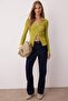 Wardrobe Essentials Yağ Yeşili Fitted/Vücuda Oturan Merserize Görünümlü Triko Hırka TWOAW26HI00113 - 7