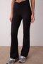 Black Soft Brushed Fabric Double Breasted Waist and Pocket Detail Spanish Leg Yoga Knitted Sports Leggings Thmaw26Ty00000 - 3