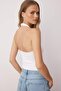 Beyaz Boyundan Geçmeli Fitted/Vücuda Oturan Örme Bluz TWOSS25BZ00591 - 4