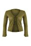 Khaki Premium Binding Detailed Textured V-Neck Flexible Knitted Large Size Blouse Tbbaw26Af00032 - 5
