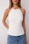 Ekru Pamuklu İnce Gabardin Halter Yaka Dokuma Bluz TWOSS25BZ00536 - 3