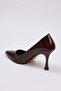 Açık Kahverengi Kroko Desenli Sivri Burun Kadın 9 cm İnce Topuklu Stiletto AyakkabıTAKAW26TO00001 - 6