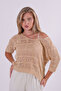 Knitwear Blouse Summer Pullover Lace Openwork Ethnic Pattern Bat Sleeve Boat Neck Pareo Women's Blouse - 7