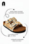 Daily Women's White Slippers with Double Buckle, Pebble Stone, Oval Toe, Cork Sole, Low Heels 1792 - 4