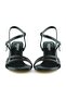 Roseline Black Satin Open Front Back Strap Buckle Goblet Heeled Evening Dress Shoes - 5