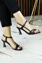 Roseline Black Satin Open Front Back Strap Buckle Goblet Heeled Evening Dress Shoes