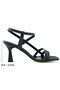 Roseline Black Satin Open Front Back Strap Buckle Goblet Heeled Evening Dress Shoes - 3