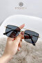 Metal Unisex Square Gold Black Uv400 Sunglasses - 5