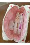 Love Heart Series Heart Patterned Quilted Large Makeup Bag – Pink Lining, Washable - 3