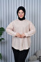 Women's Hijab Loose Cut Linen Shirt - Beige - 4