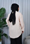 Women's Hijab Loose Cut Linen Shirt - Beige - 3
