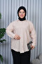 Women's Hijab Loose Cut Linen Shirt - Beige - 7